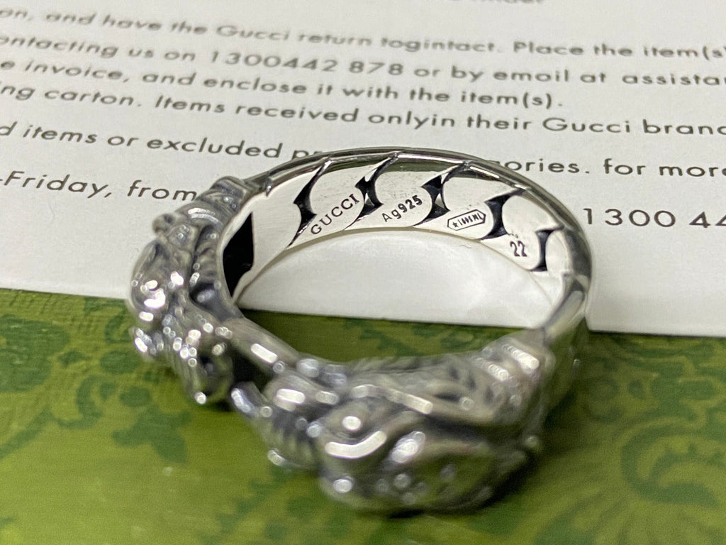 Gucci Double G Tiger Head Chain Ring