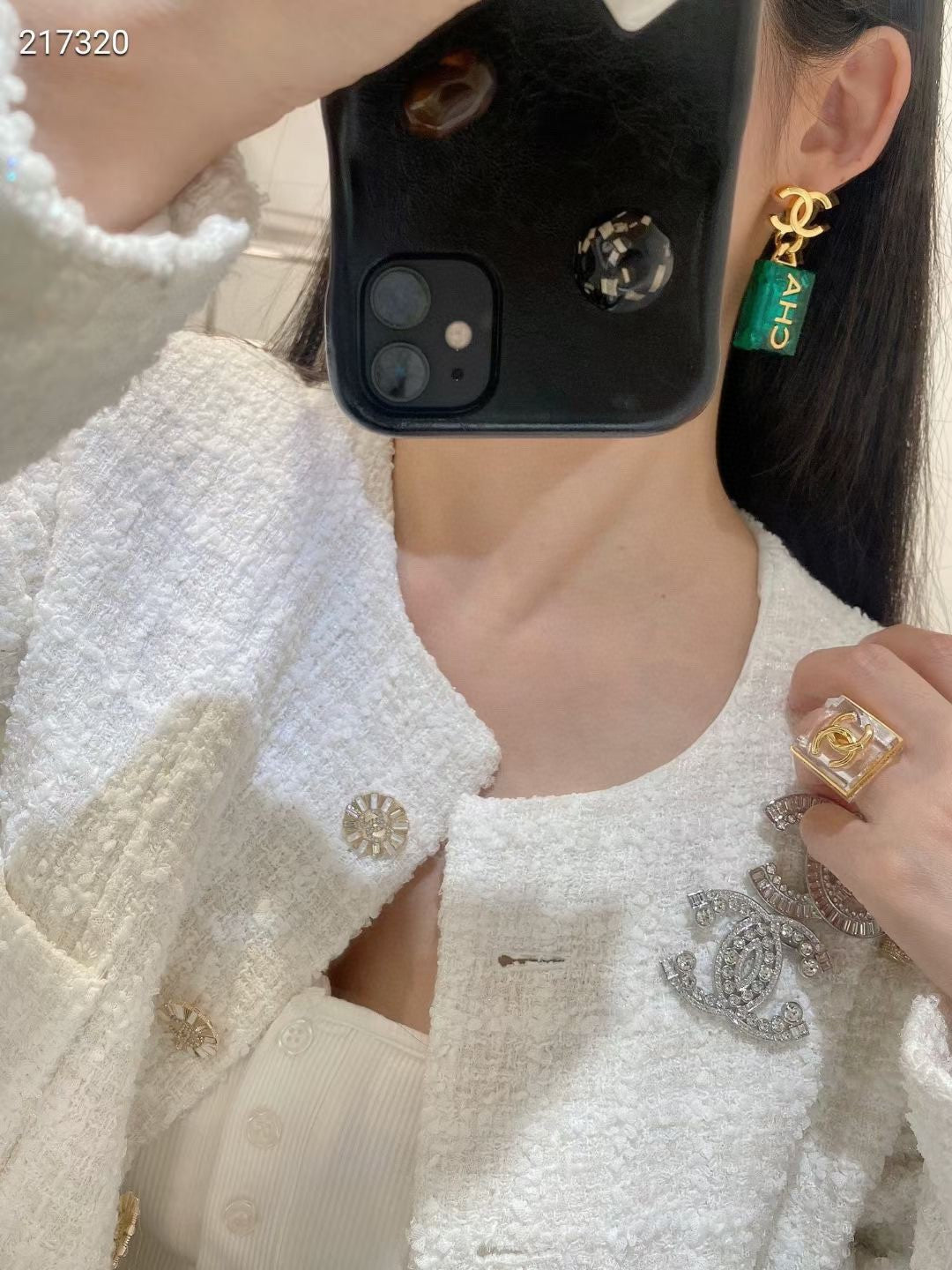 Chanel Green Perfume Bottle Earrings - 18K Yellow Gold