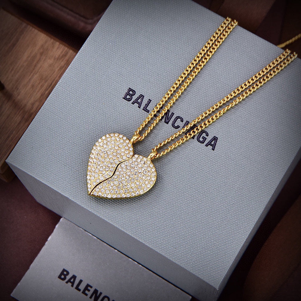 Balenciaga Lovelock Set of Two Silver-tone Crystal Necklaces
