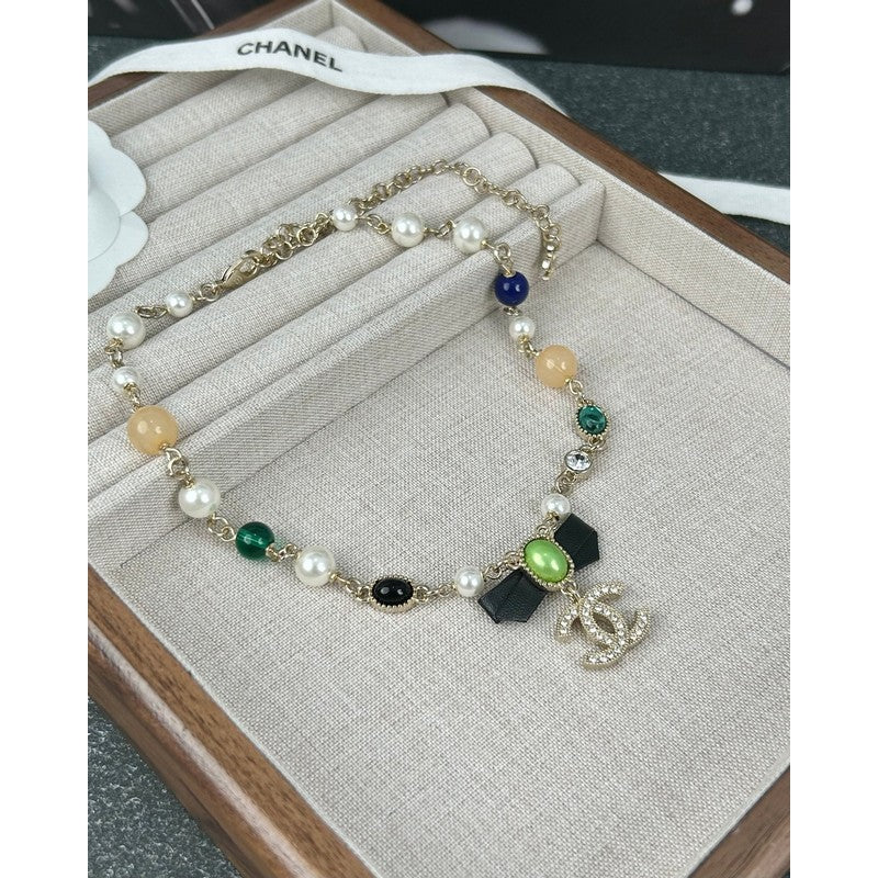 Chanel Crystal Bow Necklace