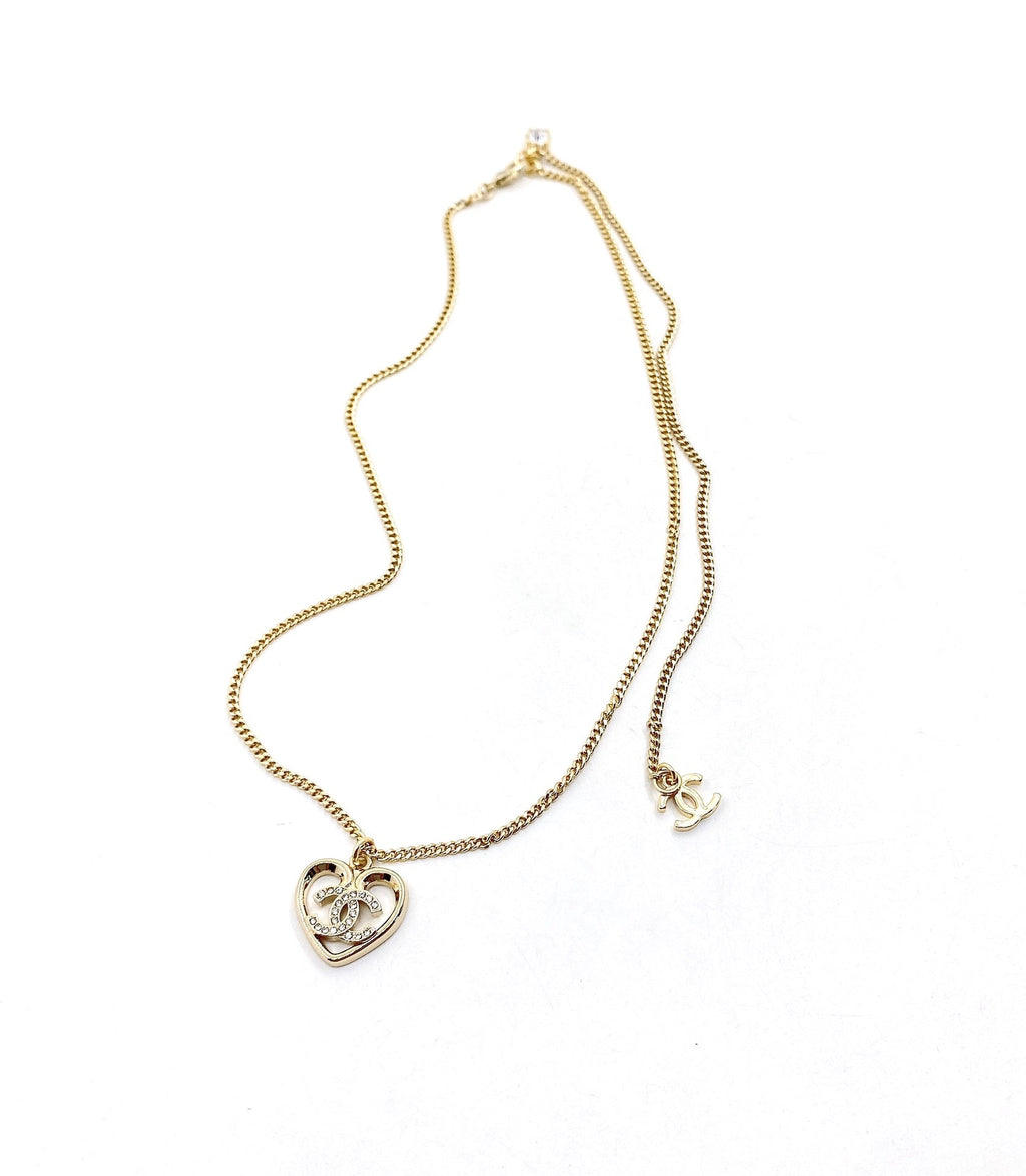 Chanel Heart Pendant Chain Necklace