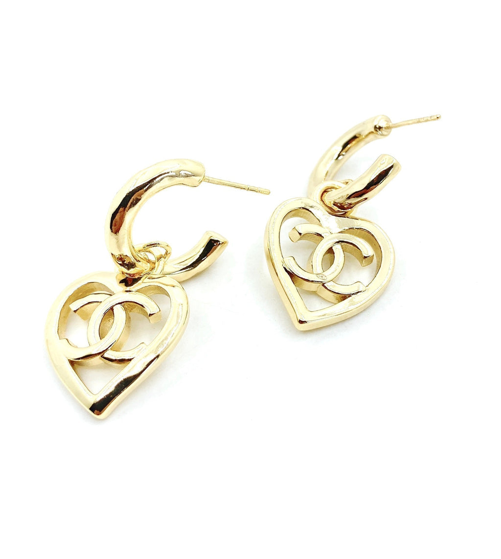 Chanel Heart Pendant Earrings - 18K Yellow Gold