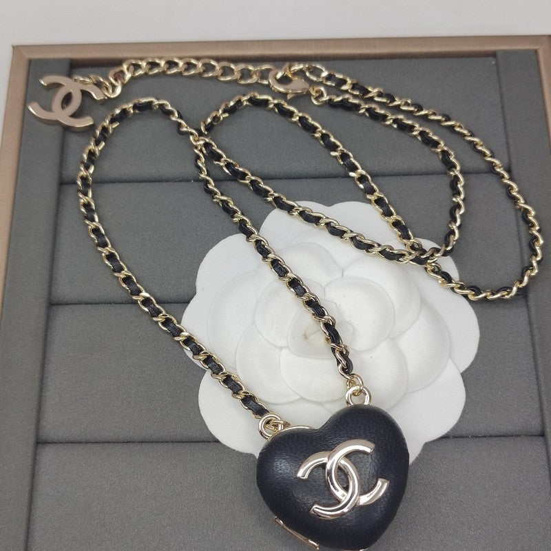 Chanel Black Heart Gold Necklace