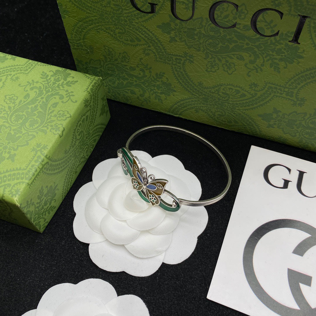 Gucci Double G Interlocking G & Butterfly Bracelet