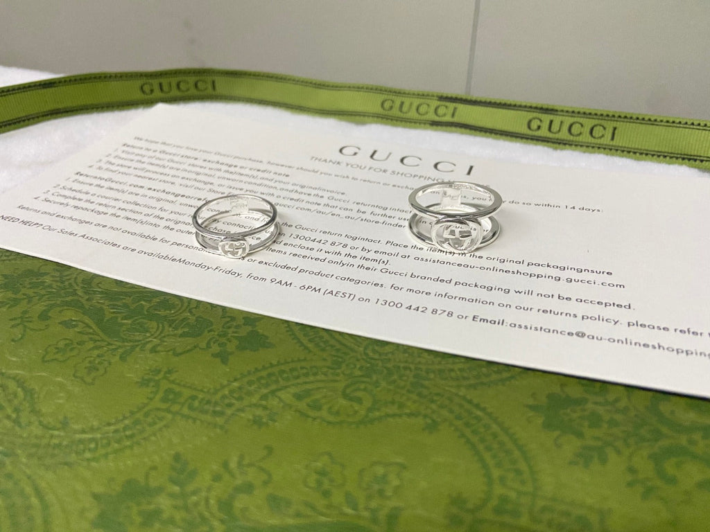 Gucci Double G Interlocking G Thin Open Ring