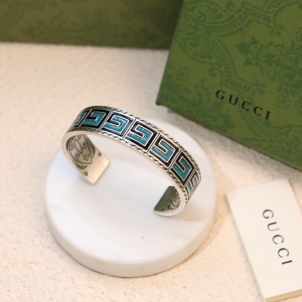 Gucci Double G Cube Green Wide Bracelet