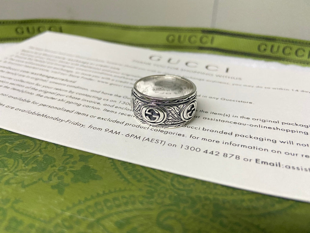 Gucci Double G Feline Garden Green Ring