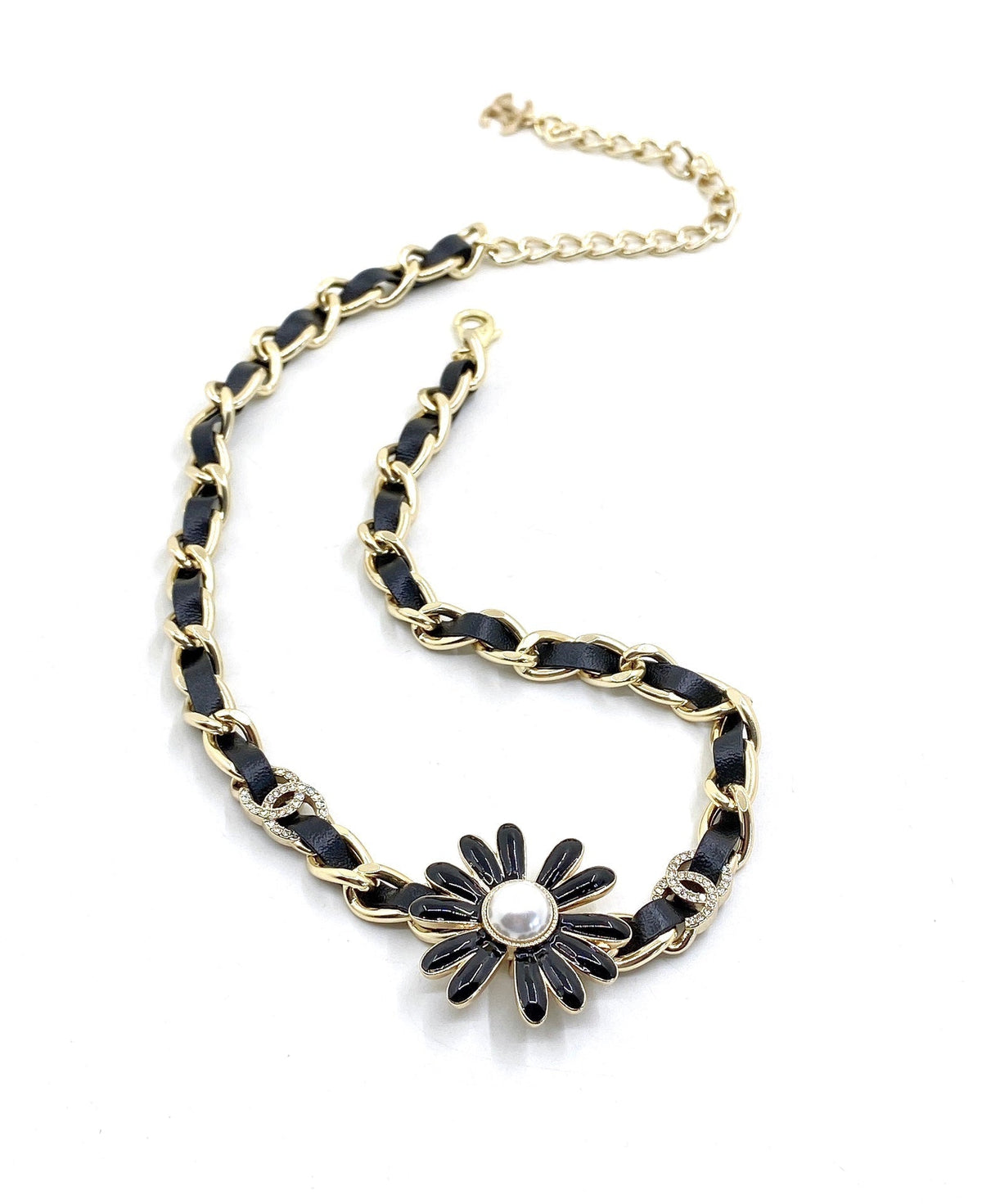 Chanel Flower Leather Choker Necklace