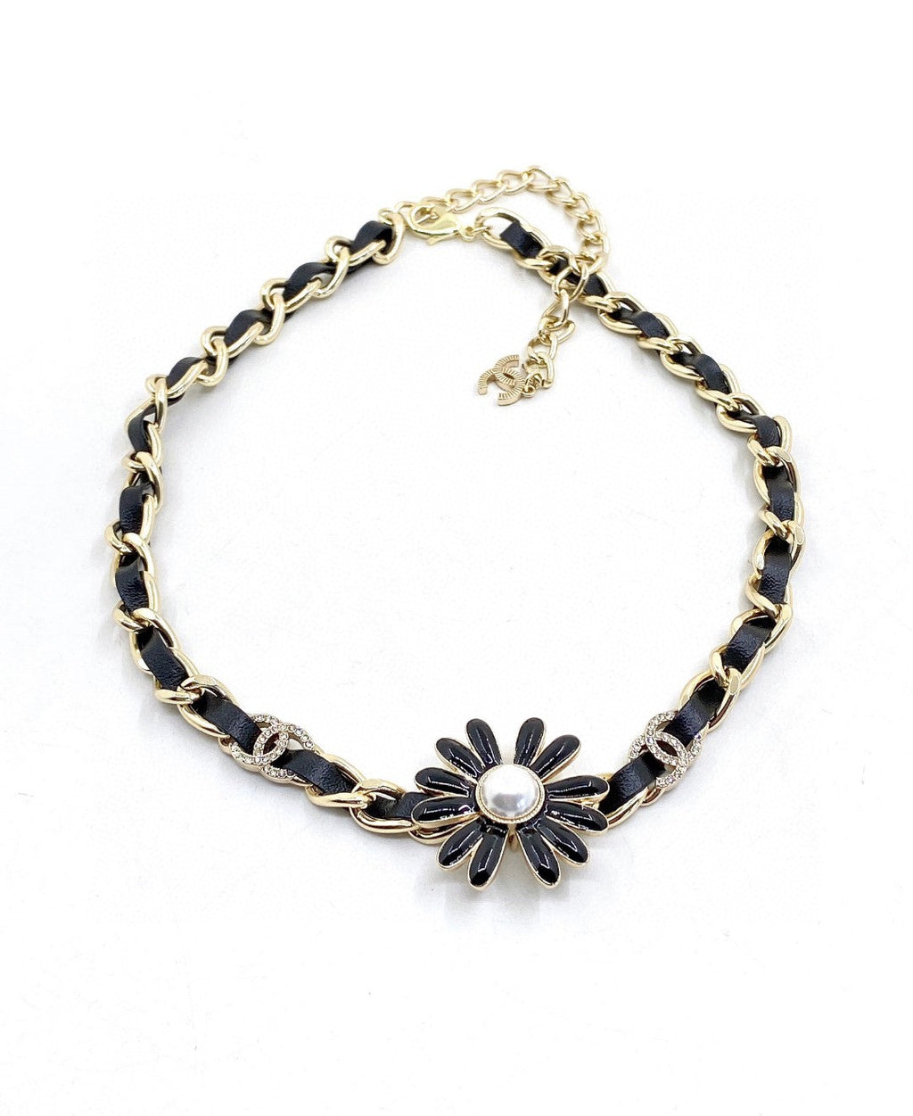 Chanel Black Daisy Necklace
