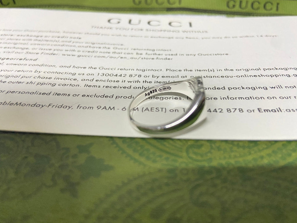 Gucci Double G Interlocking G Blue Enamel Heart Ring