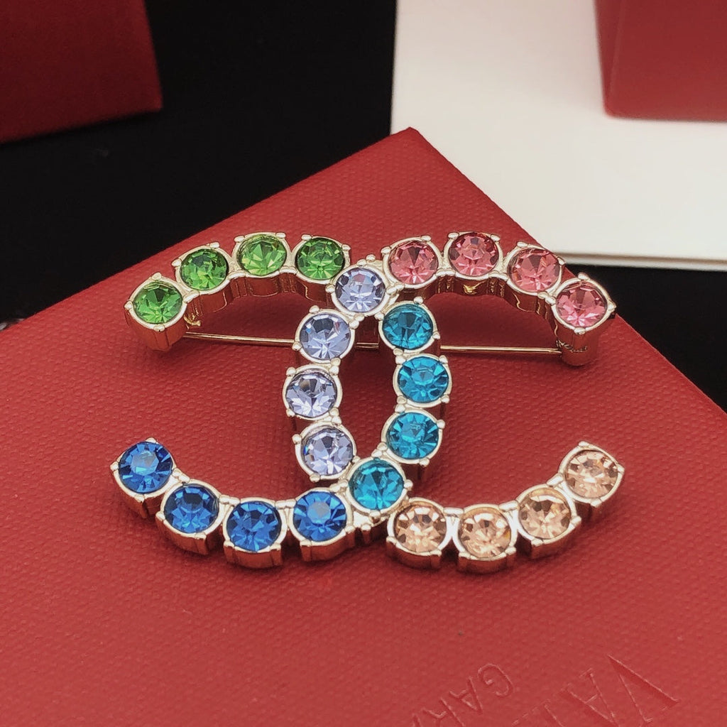 Chanel Color Crystal Brooch