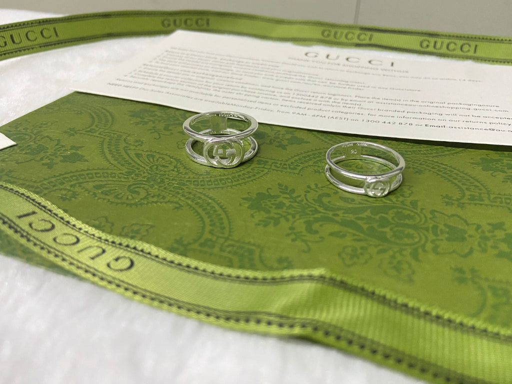 Gucci Double G Interlocking G Thin Open Ring