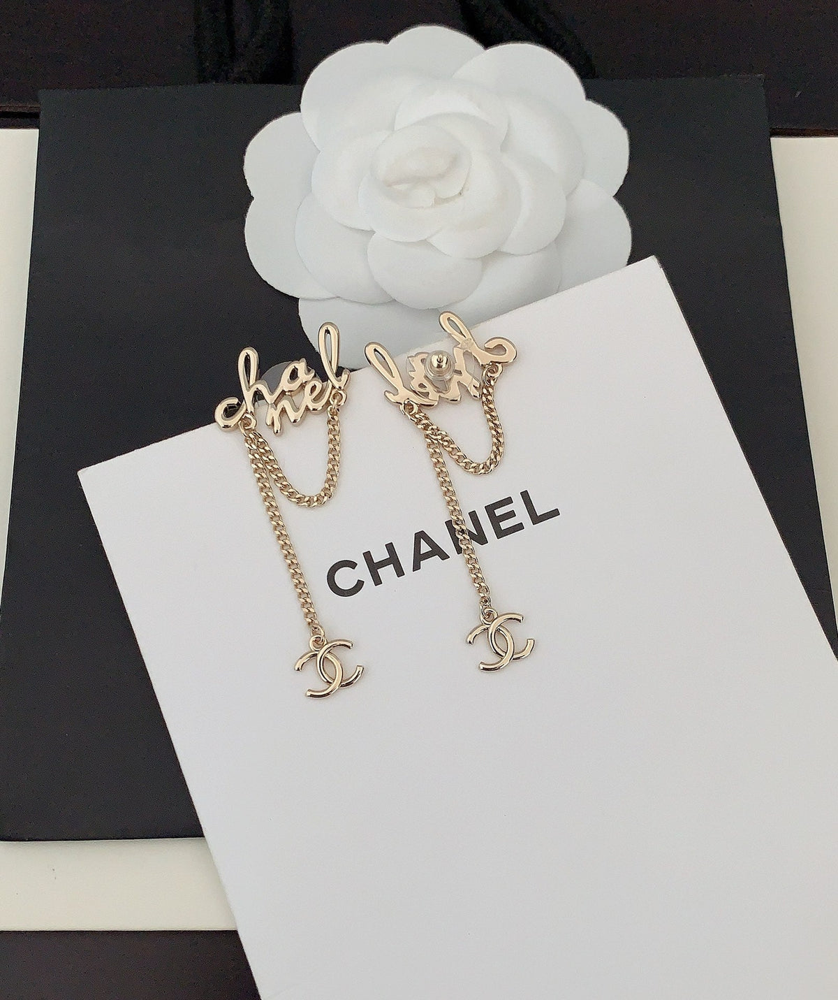 Chanel Letter Earrings - 18K Yellow Gold