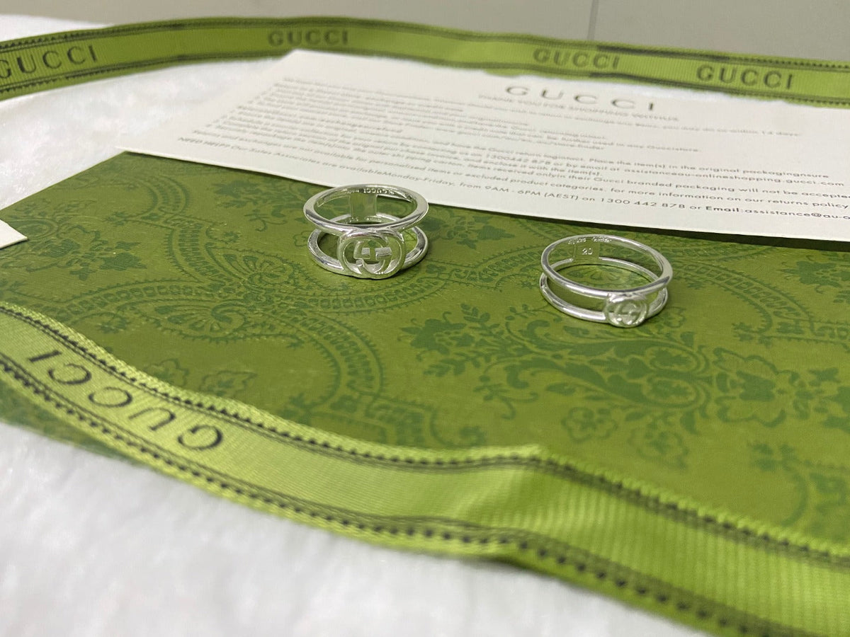 Gucci Double G Interlocking G Wide Open Ring
