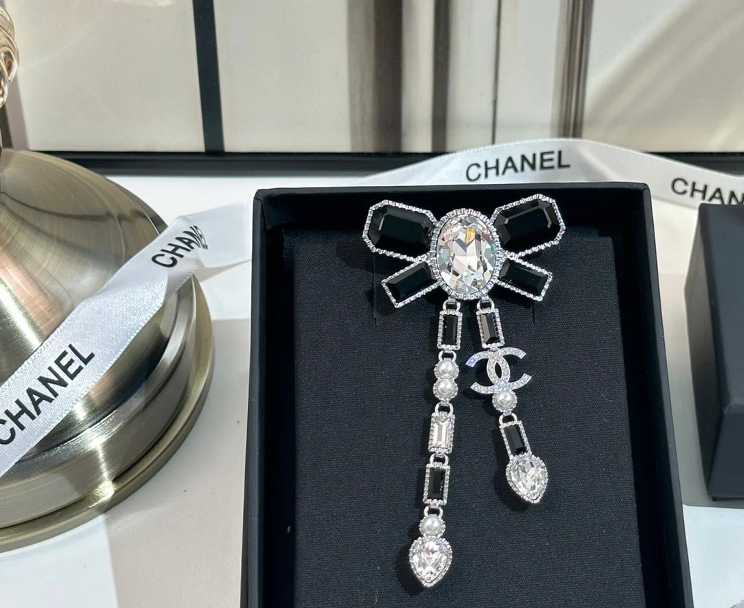 Chanel Bow Tie Crystal Brooch
