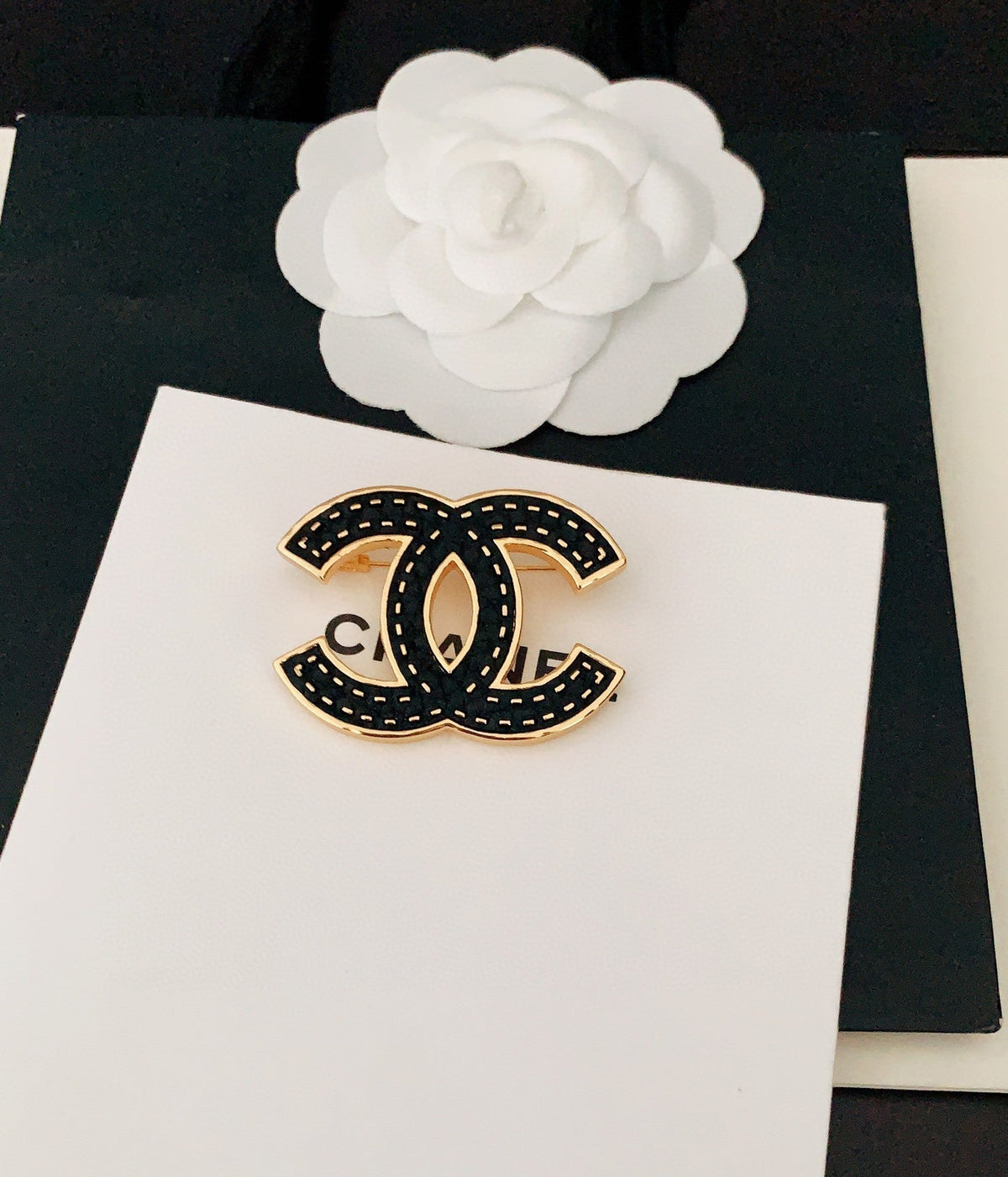Chanel Black Brooch