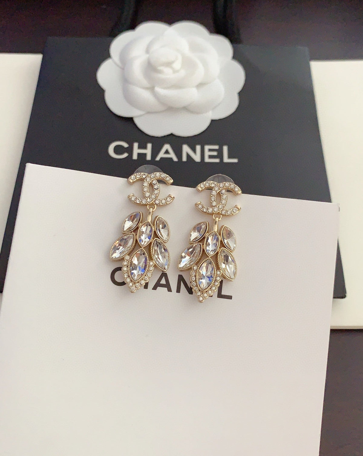 Chanel Crystals Pendant Earrings - 18K Yellow Gold
