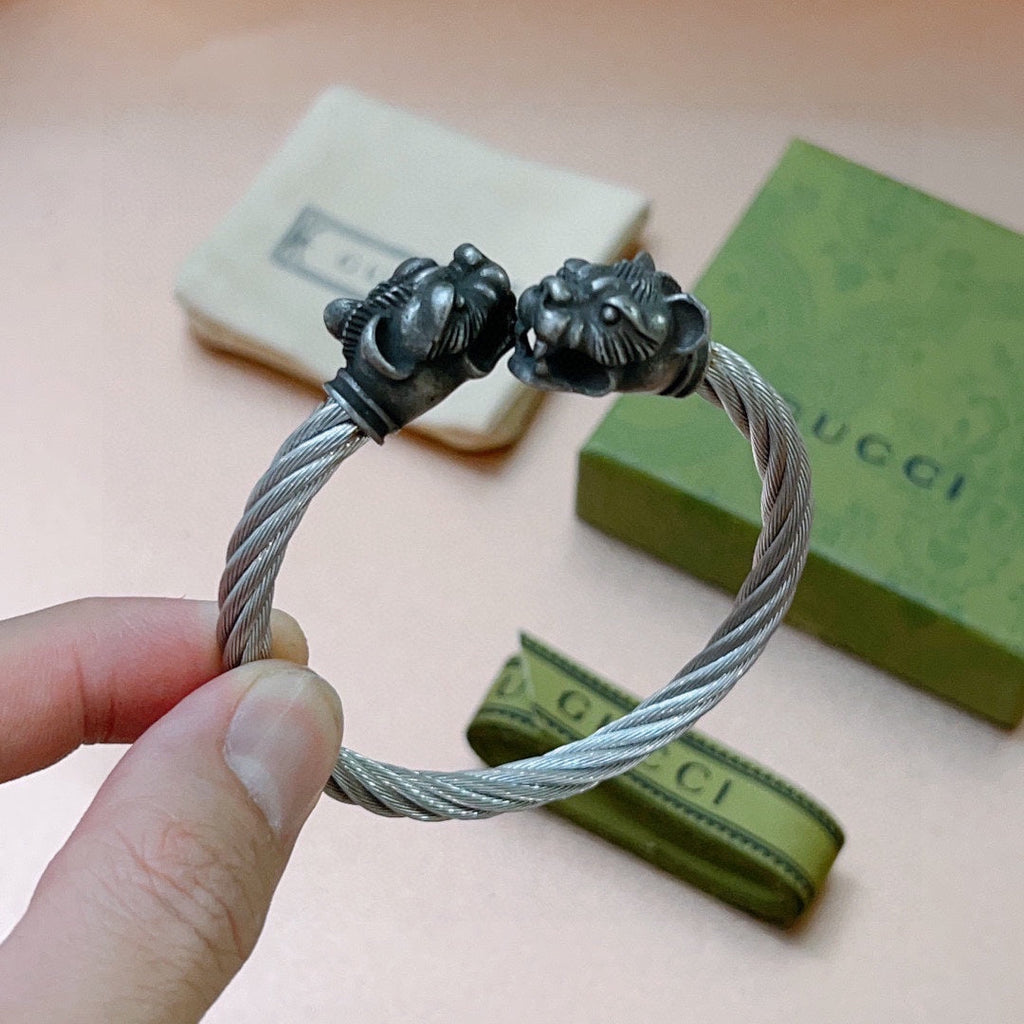 Gucci Double G Double Tiger Head Vintage Bracelet