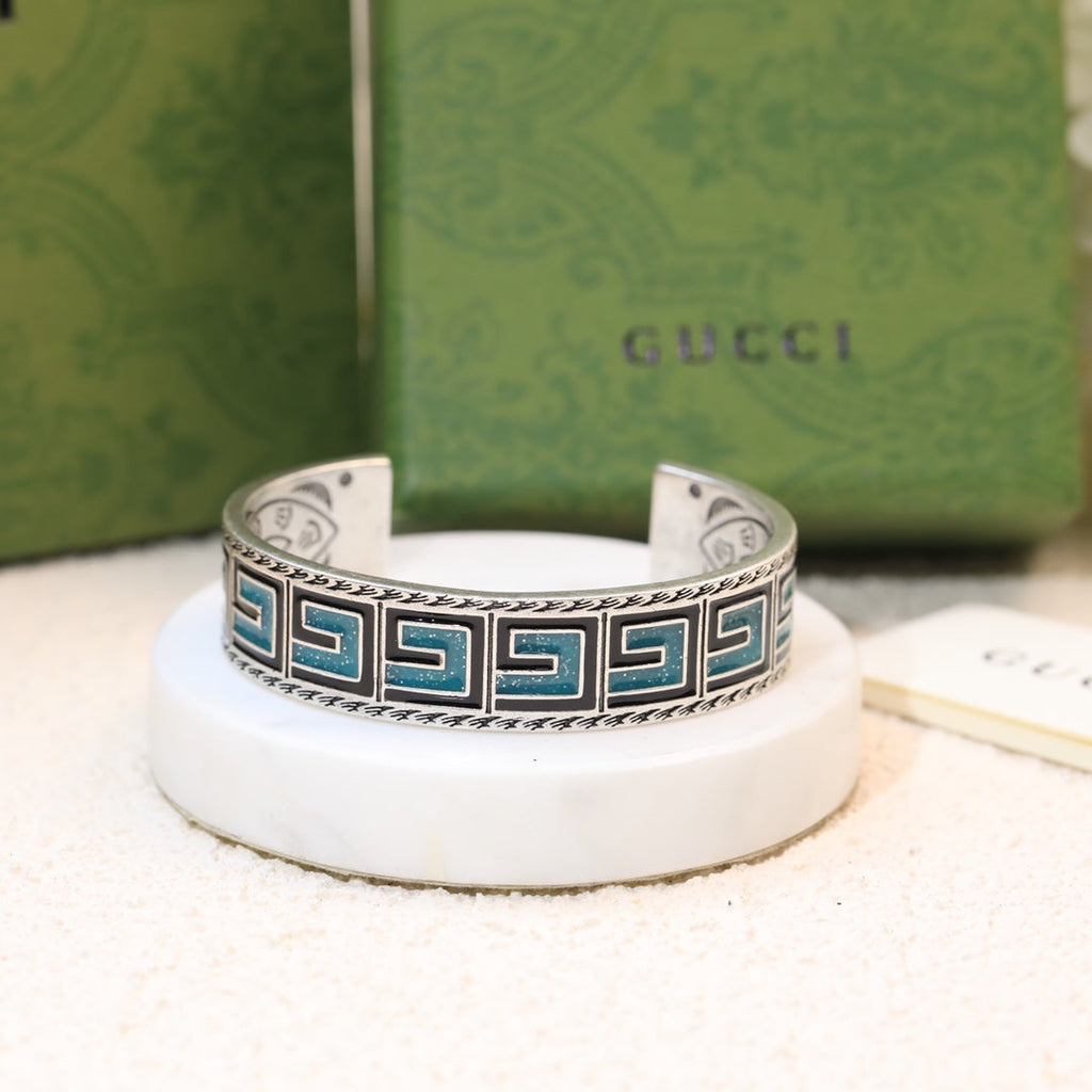 Gucci Double G Cube Green Wide Bracelet