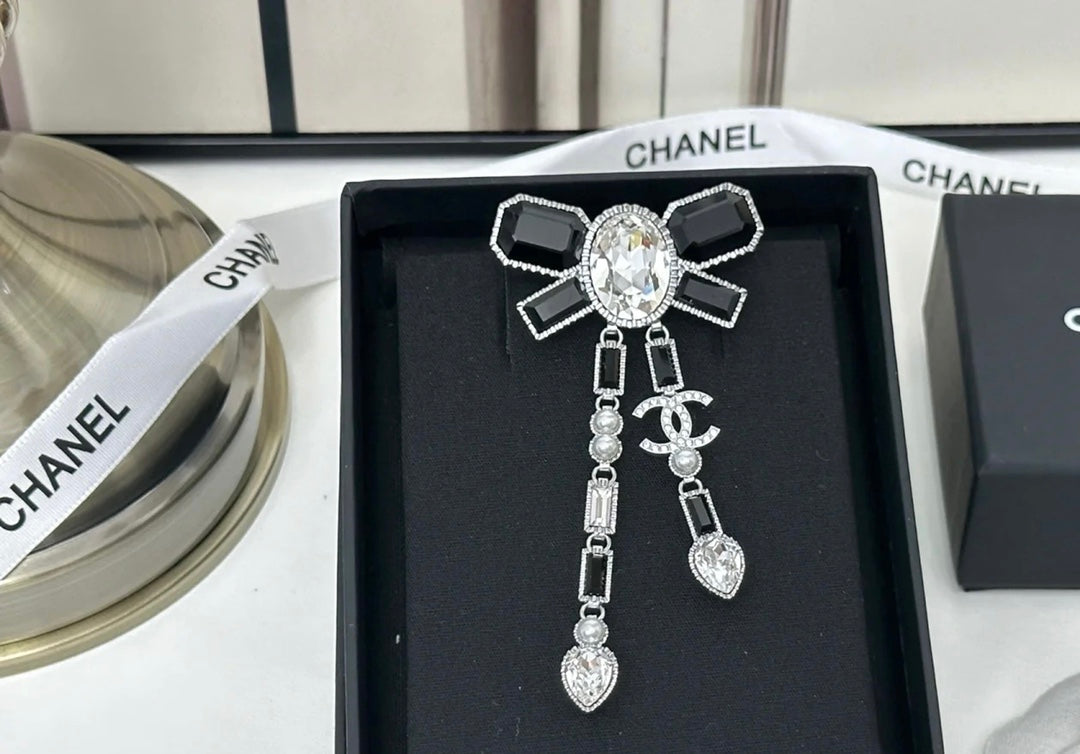Chanel Bow Tie Crystal Brooch