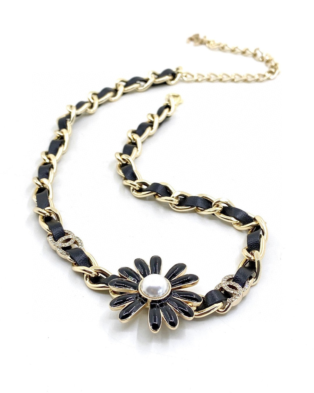 Chanel Black Daisy Necklace