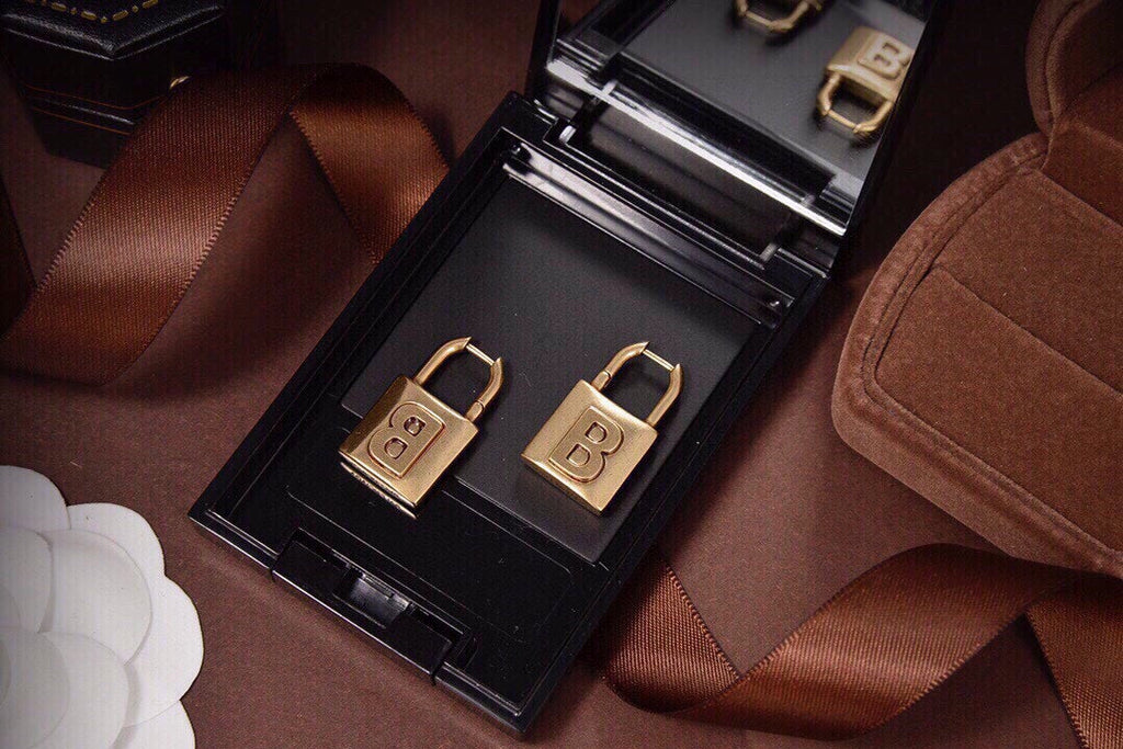 Balenciaga Gold Small Lock Earrings - 18K Gold