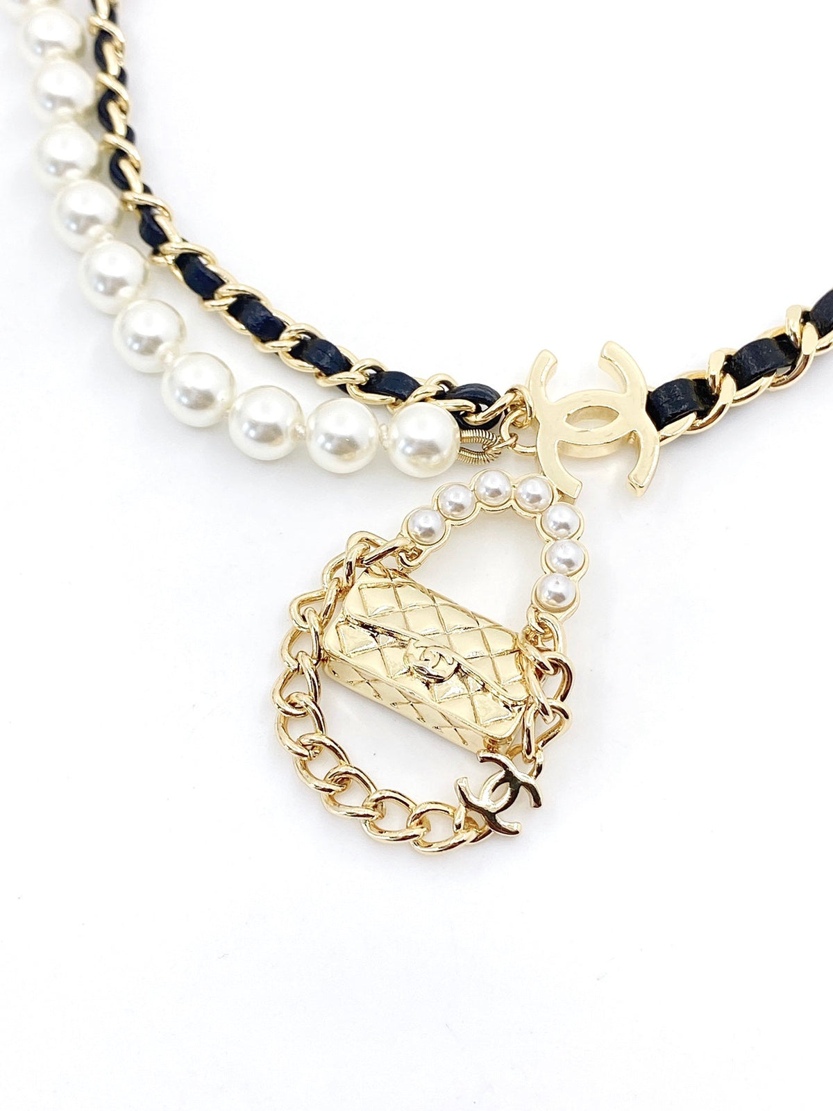 Chanel Pearl Bag Pendant Necklace