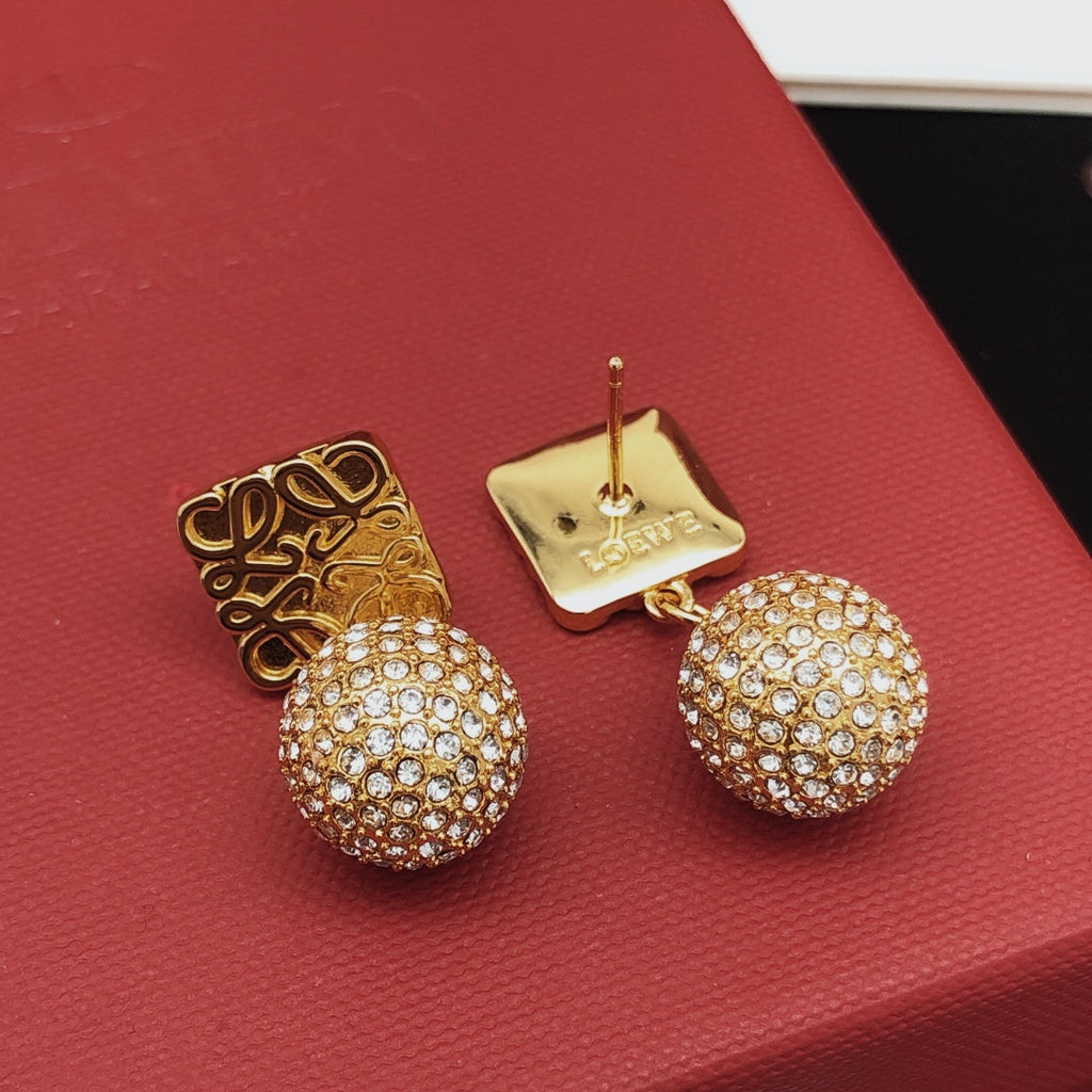 LOEWE Anagram Diamond Earrings - 18K Yellow Gold