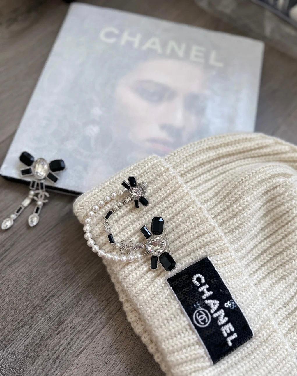 Chanel Bow Tie Crystal Brooch