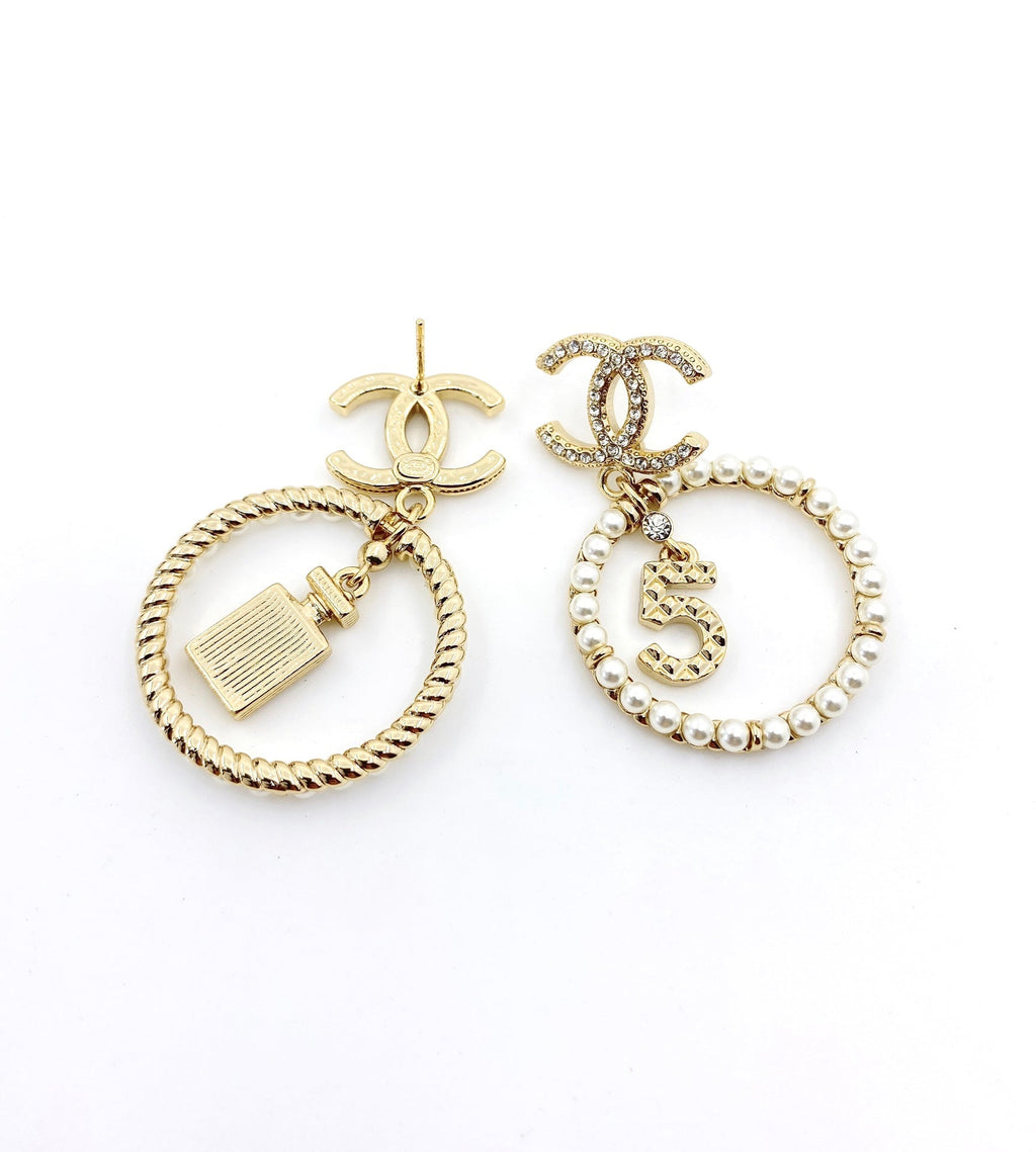 Chanel No.5 Perfume Bottle Earrings - 18K Yellow Gold