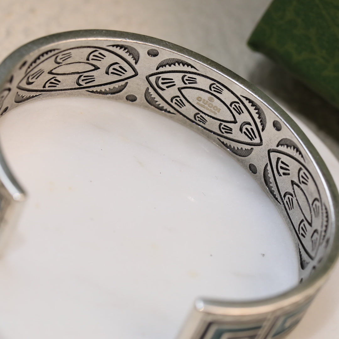 Gucci Double G Cube Green Wide Bracelet