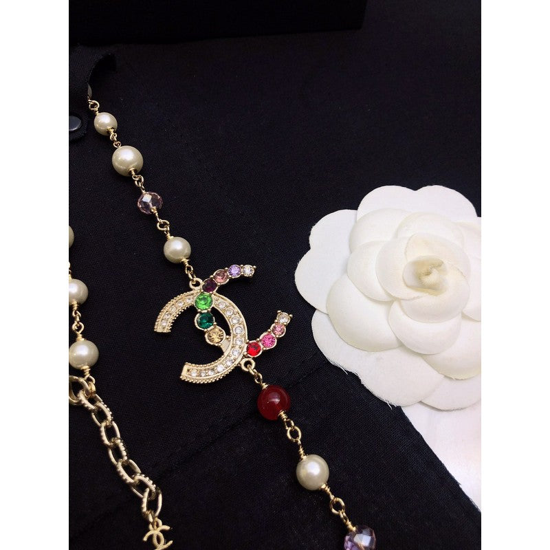 Chanel Color Long Pearl Necklace