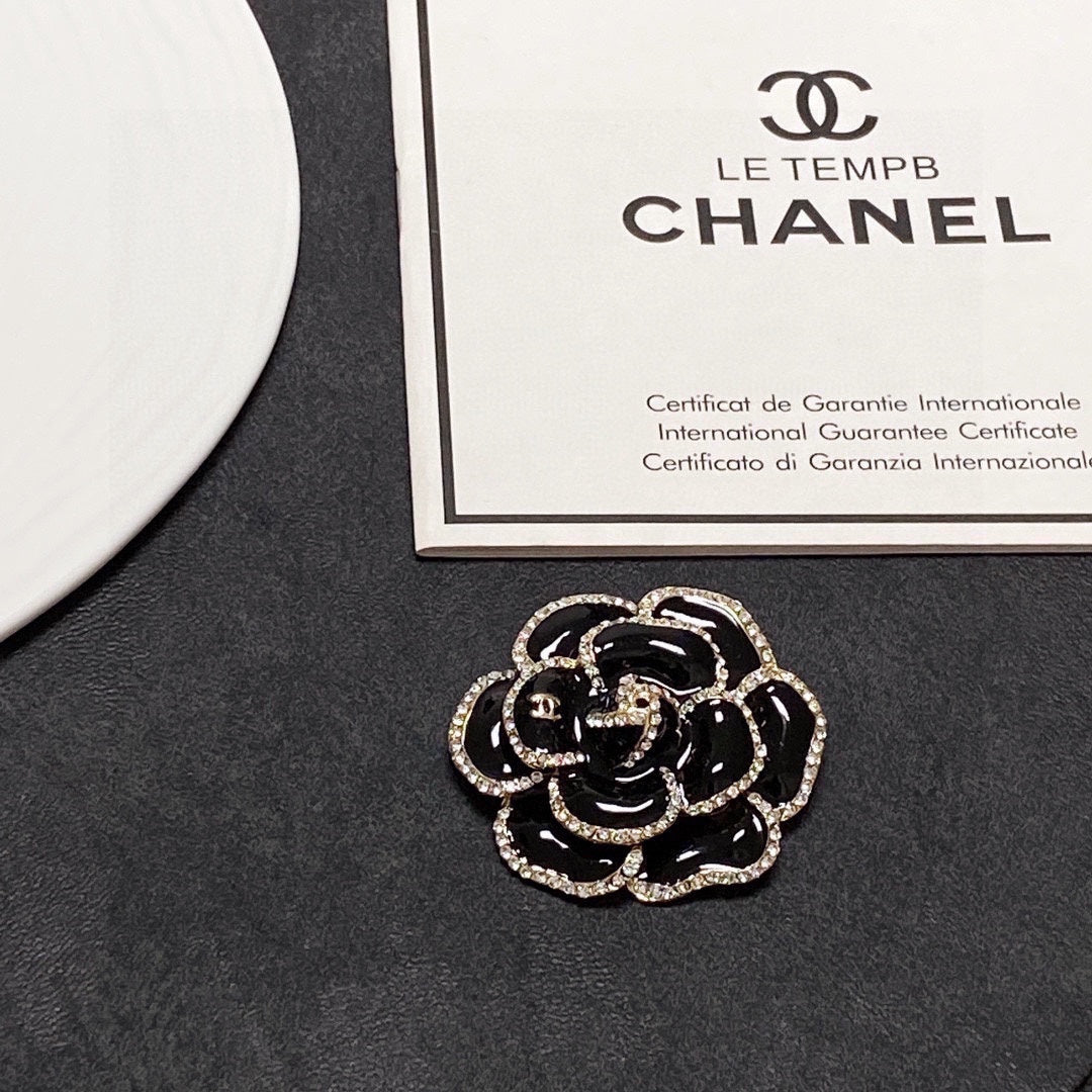 Chanel Black Flower Brooch