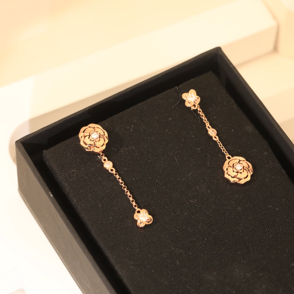 Chanel Camellia Earrings - 18K Rose Gold