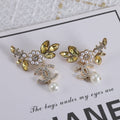 Chanel Flower Crystal Earrings - 18K Gold