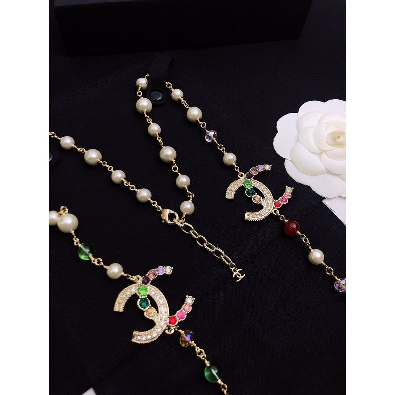 Chanel Color Long Pearl Necklace