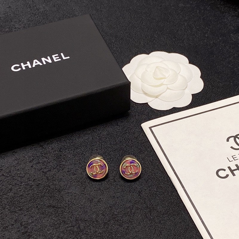 Chanel Colorful Round Earrings - 18K Yellow Gold