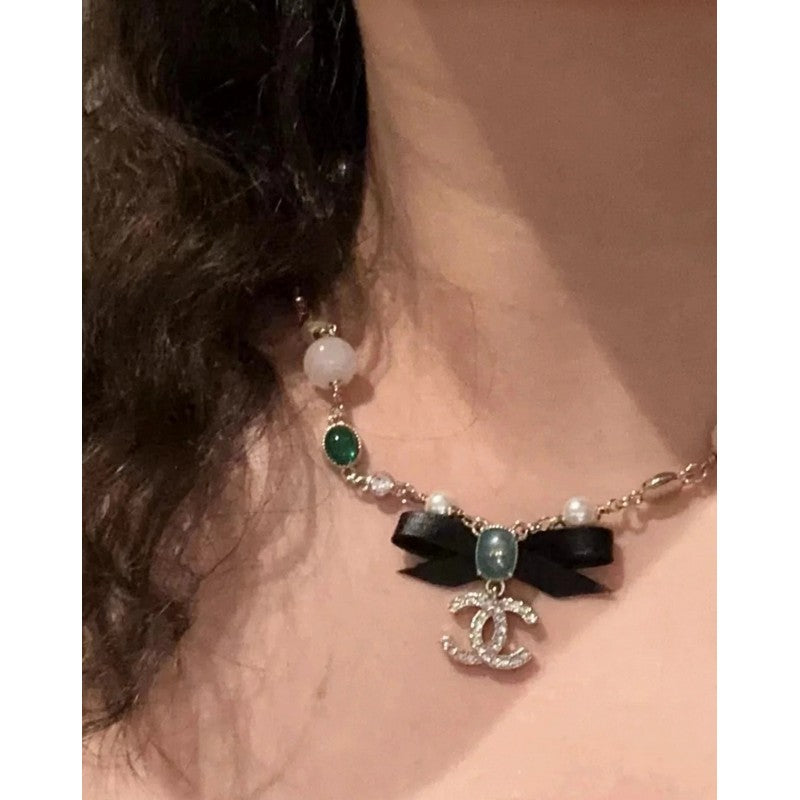 Chanel Crystal Bow Necklace