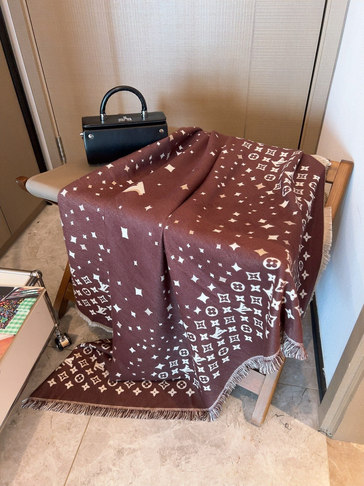 Louis Vuitton Brown Fringe Shawl — front