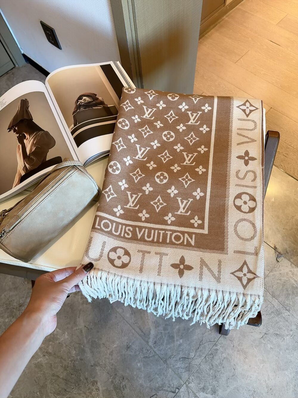 Louis Vuitton Monogram Fringed Scarf — hero