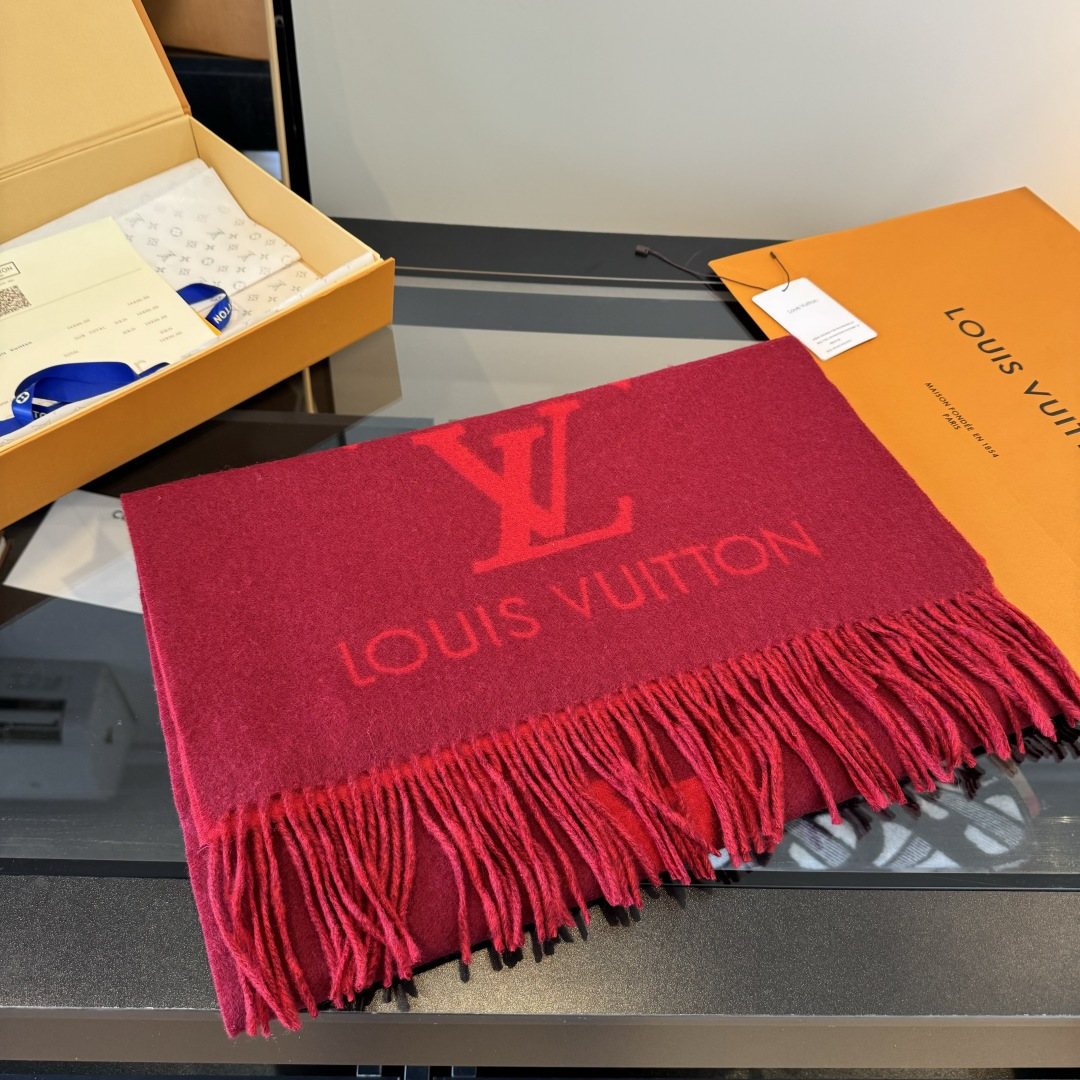 Louis Vuitton Two-Tone Fringed Scarf — front