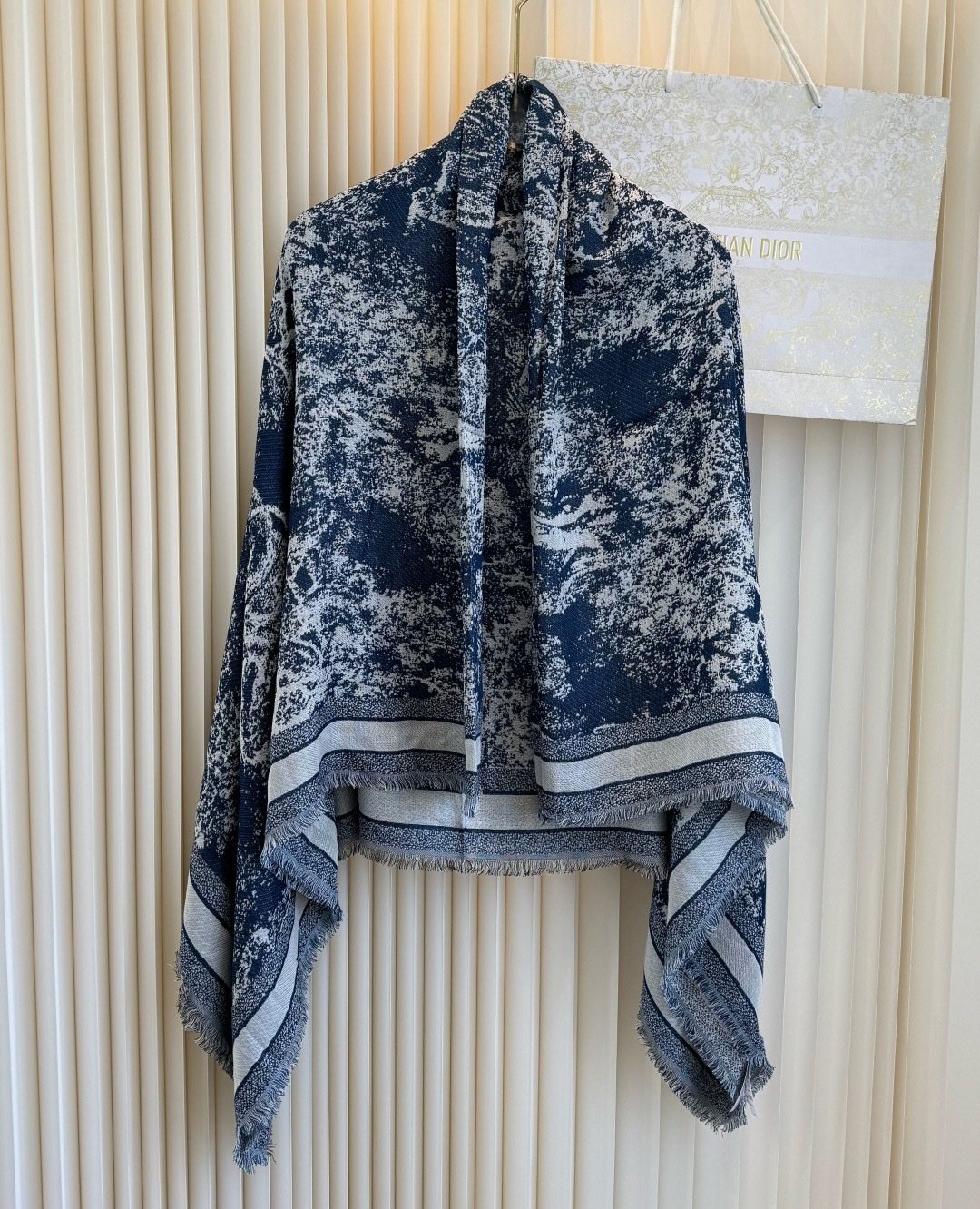 Dior Fringed Animal Print Square Scarf — front